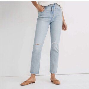 Madewell The High-Rise Slim Crop Boyjean in Dumas Wash: Ripped Edition Sz 14W